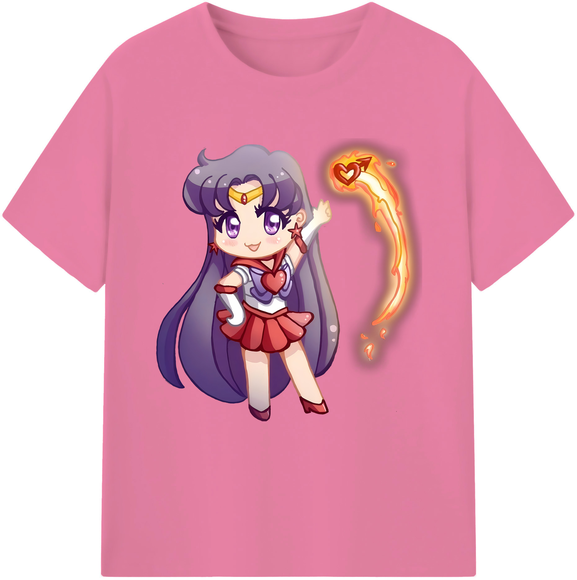 （画像用） 美少女戦士セーラームーン 火野レイ ひの レイ Sailor Moon Hino Rei （セーラーマーズ,Sailor Mars） 綿100％半袖Tシャツ（フロントプリント）